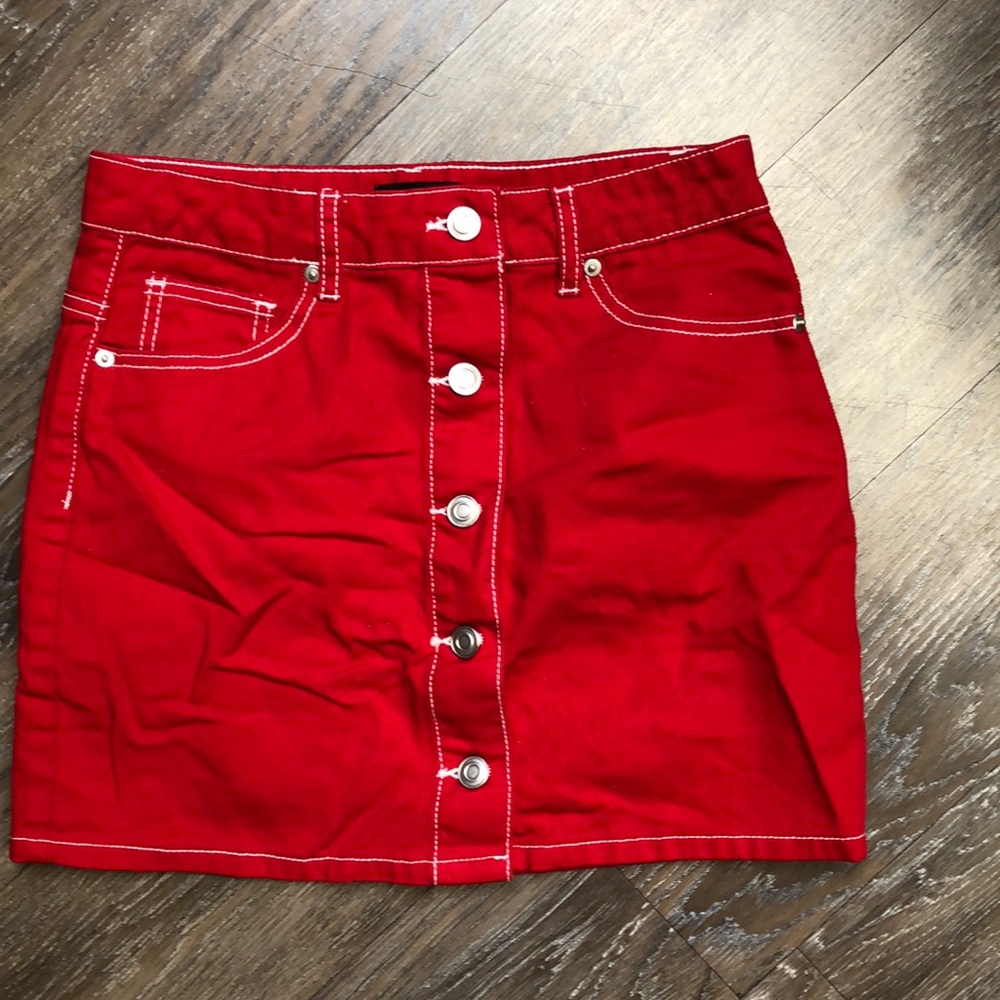 Red high waist skirt